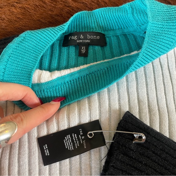 RAG & BONE CASHMERE BLEND RIBBED KNIT CREW NECK SWEATER XS - Picture 2 of 3